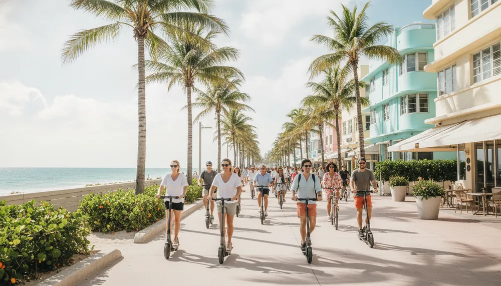 Como funciona o aluguel de patinetes e bicicletas em Miami Beach