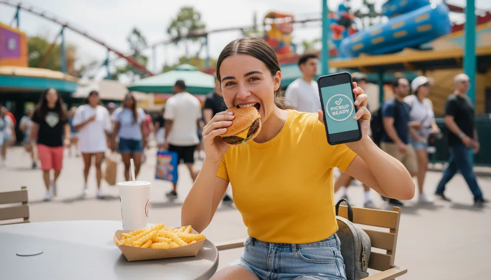 Como usar o aplicativo da Universal para pedir comida e monitorar o tempo de fila