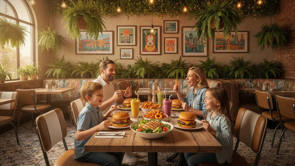 Restaurante temático em Orlando cheio de pratos americanos